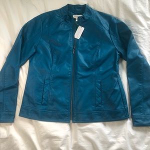 Blue Christopher&Banks Leather Jacket